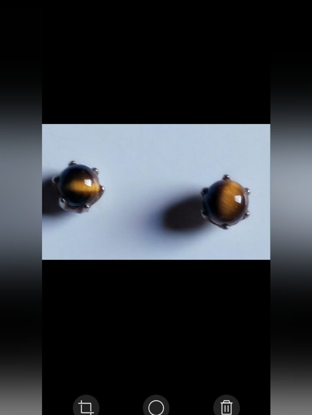 Genuine! Tiger Eye 6 mm ,Pierced,Stud  earrings, 14 Kt gold,prong set.